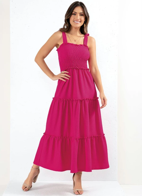 Quintess - Vestido Rosa com Babados e Alças para Amarrar 7