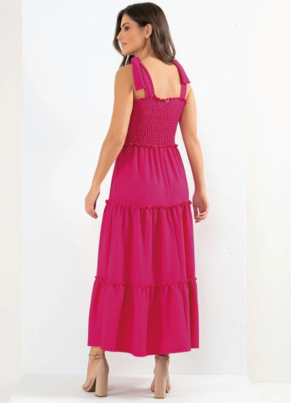 Quintess - Vestido Rosa com Babados e Alças para Amarrar 6