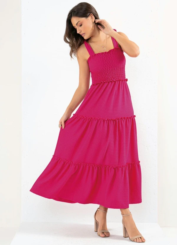 Quintess - Vestido Rosa com Babados e Alças para Amarrar 5