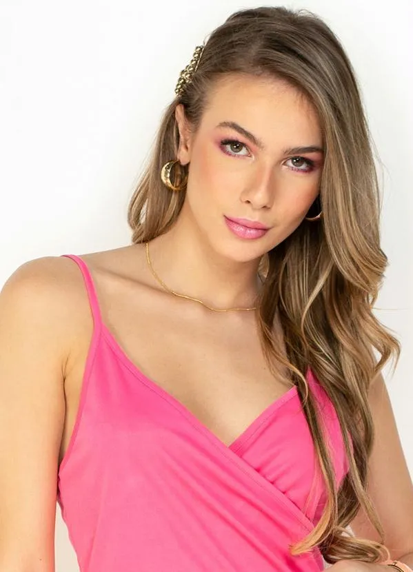 Moda Pop - Vestido Rosa com Decote Transpassado 3