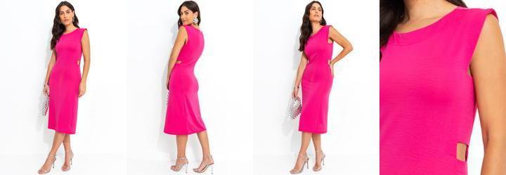 Vestido Rosa em Malha Anarruga