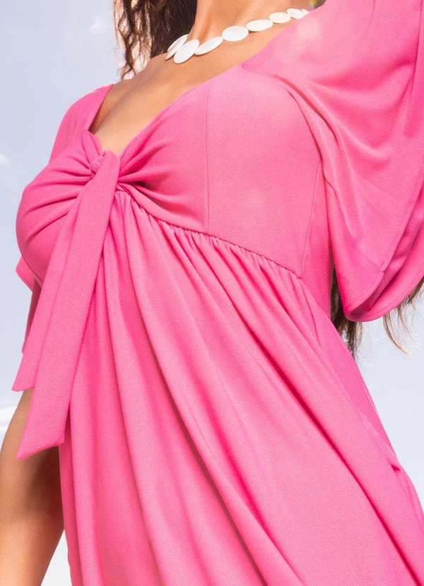 Quintess - Vestido Rosa em Malha Crepe 5