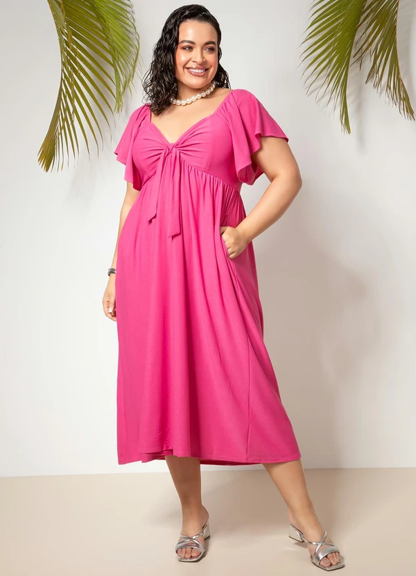 Quintess - Vestido Rosa em Malha Crepe 6