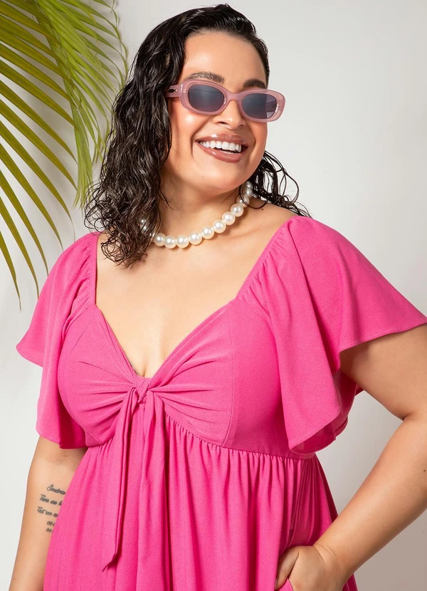 Quintess - Vestido Rosa em Malha Crepe 8