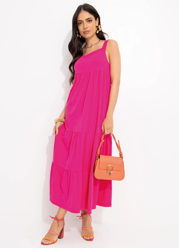 Vestido Rosa Pink Midi Vestido Rosa Em Malha De Algodão Quintess