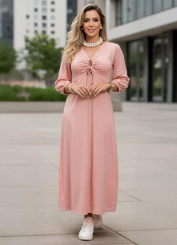Quintess - Vestido Rosa em Malha Laise 4
