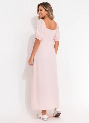 Quintess - Vestido Rosa em Viscose Plana Sarjada - QUINTESS