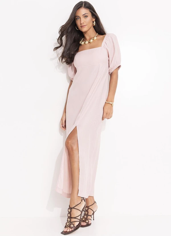 Quintess - Vestido Rosa em Viscose Plana Sarjada 8