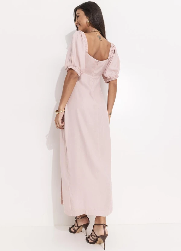 Quintess - Vestido Rosa em Viscose Plana Sarjada 9