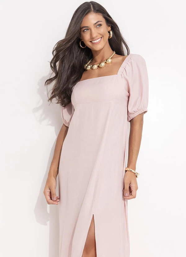 Quintess - Vestido Rosa em Viscose Plana Sarjada 10