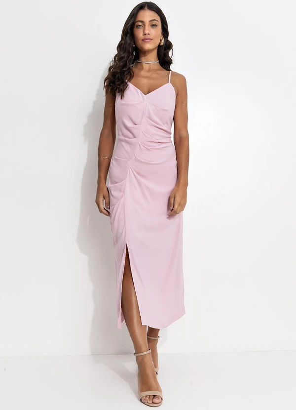 Quintess - Vestido Rosa em Viscose Plana 4