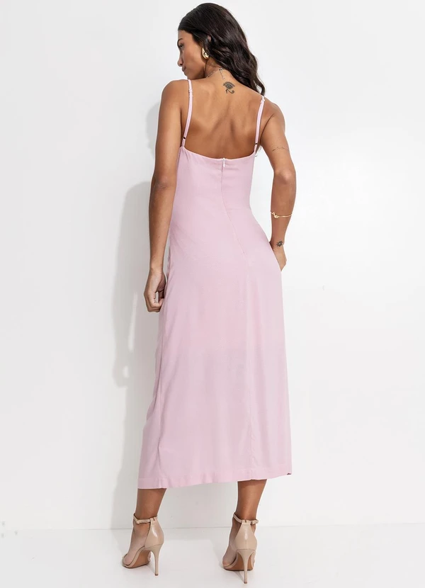 Quintess - Vestido Rosa em Viscose Plana 5