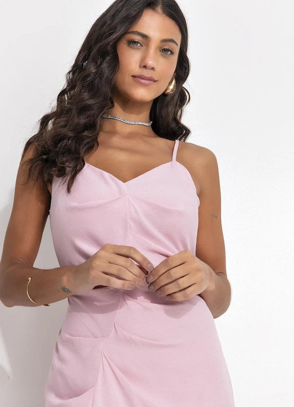 Quintess - Vestido Rosa em Viscose Plana 7