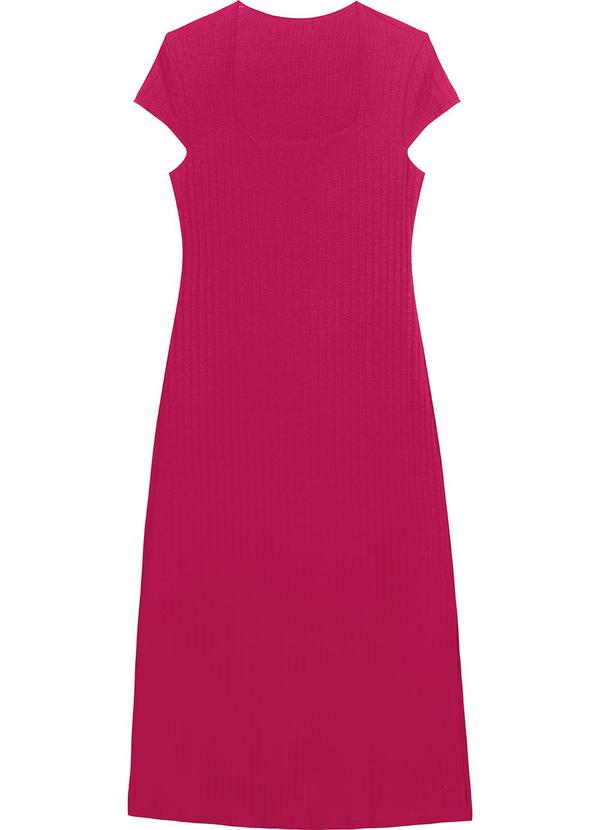 Malwee - Vestido Rosa Escuro Midi Justo Canelado 2