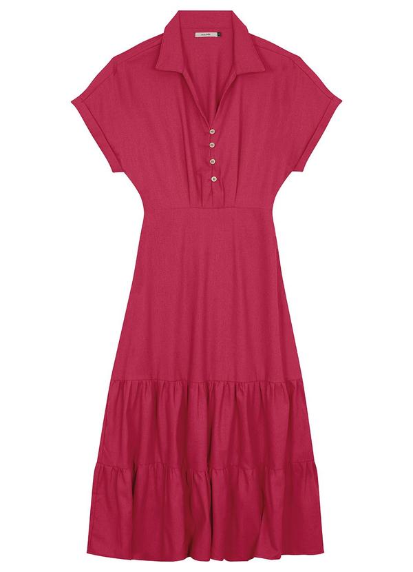 Malwee - Vestido Rosa Escuro Midi Marias em Viscolinho 2