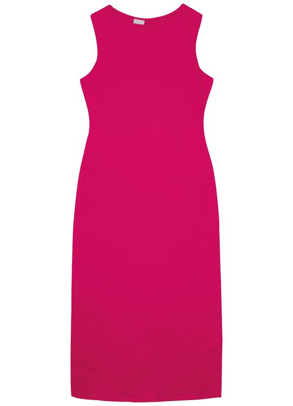 Malwee - Vestido Rosa Escuro Mídi Texturizado