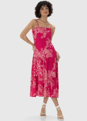 Enfim - Vestido Rosa  Paisley Midi Marias - ENFIM