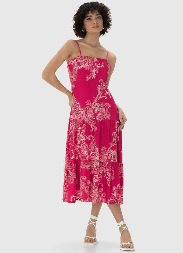 Enfim - Vestido Rosa  Paisley Midi Marias