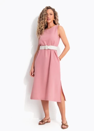 Quintess - Vestido Rosa Queimado em Linho - QUINTESS