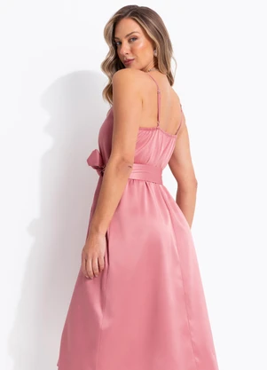 Quintess - Vestido Rosa Queimado em Tecido Acetinado - QUINTESS