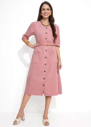 Vestido Rosê com Bolsos Rosalie