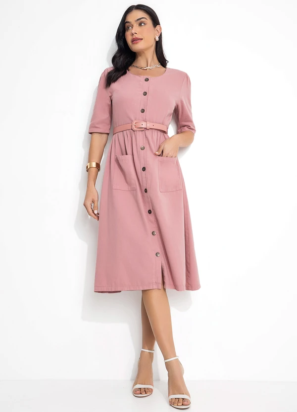 Rosalie - Vestido Rosê com Bolsos 3