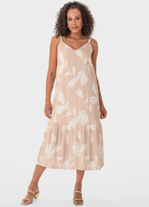 Malwee - Vestido Rosê Evasê Tropical Amplo - MALWEE