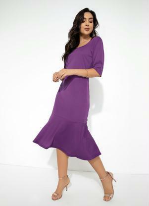 Vestido (Roxo) com Babado Moda Evanglica