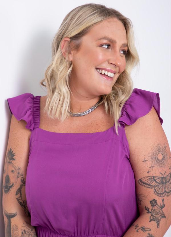 Quintess - Vestido Roxo com Babado 7