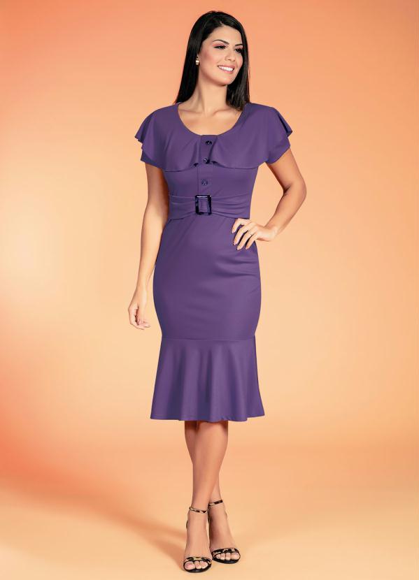 Outlet - Vestido Roxo com Faixa Moda Evangélica 5
