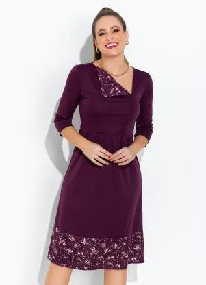 Rosalie - Vestido Roxo com Gola - ROSALIE