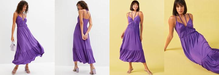 Vestido Roxo em Malha de Viscose