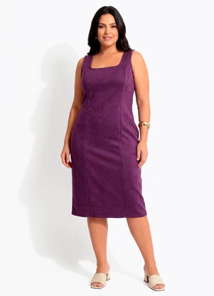 Quintess - Vestido Roxo em Malha Suede - QUINTESS