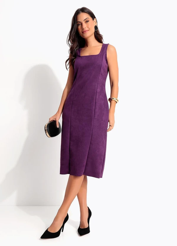 Quintess - Vestido Roxo em Malha Suede 5