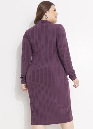Quintess - Vestido Roxo em Malha Texturizada - QUINTESS