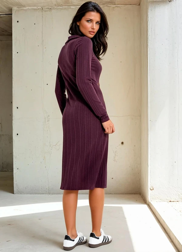 Quintess - Vestido Roxo em Malha Texturizada 4