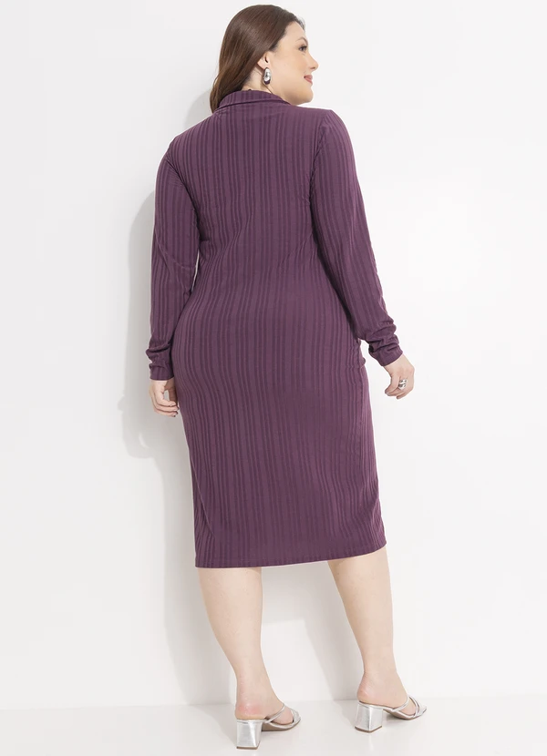 Quintess - Vestido Roxo em Malha Texturizada