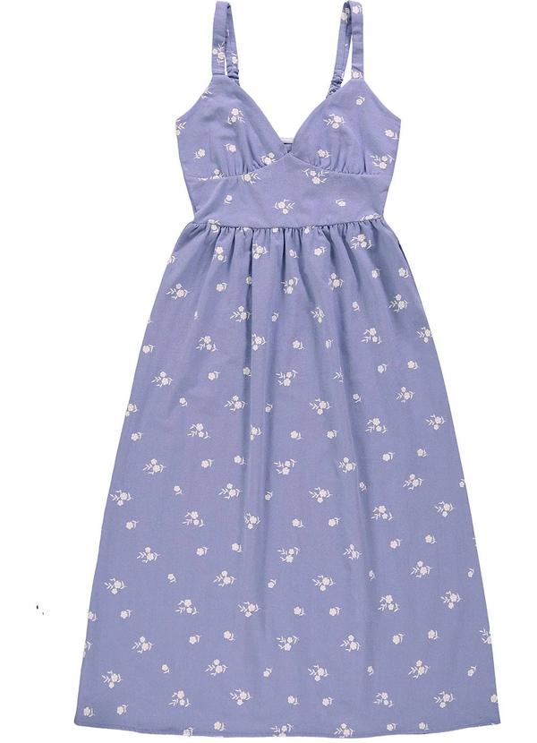 Enfim - Vestido Roxo Mídi Floral