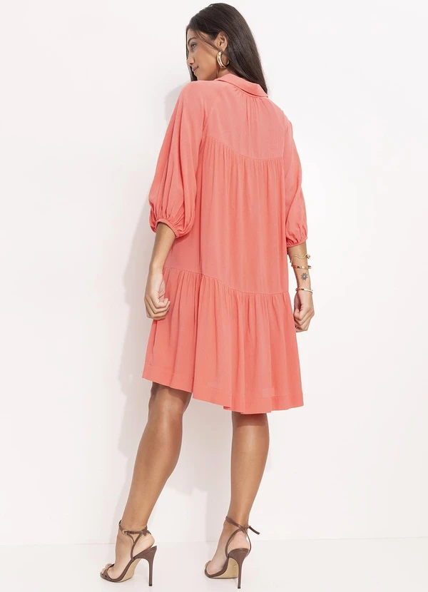 Quintess - Vestido Salmão em Viscose Plana 11