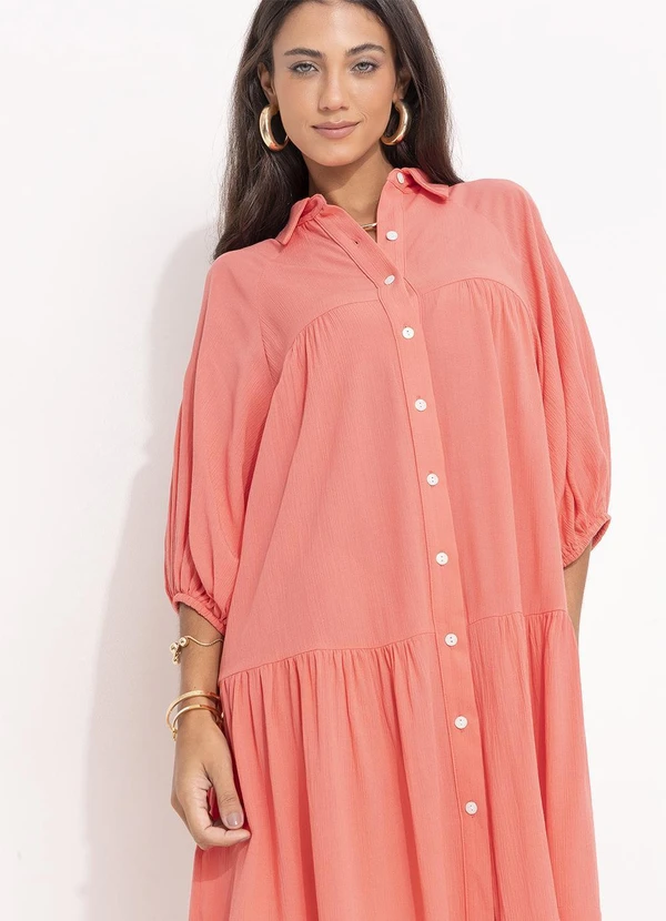 Quintess - Vestido Salmão em Viscose Plana 12