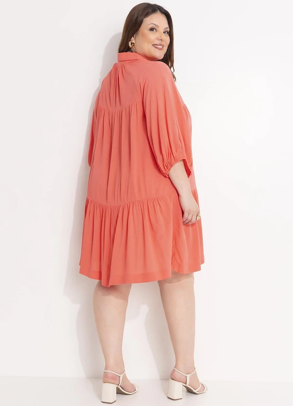 Quintess - Vestido Salmão em Viscose Plana 17