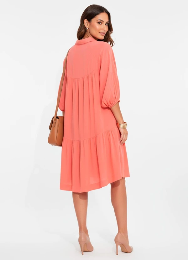 Quintess - Vestido Salmão em Viscose Plana 5