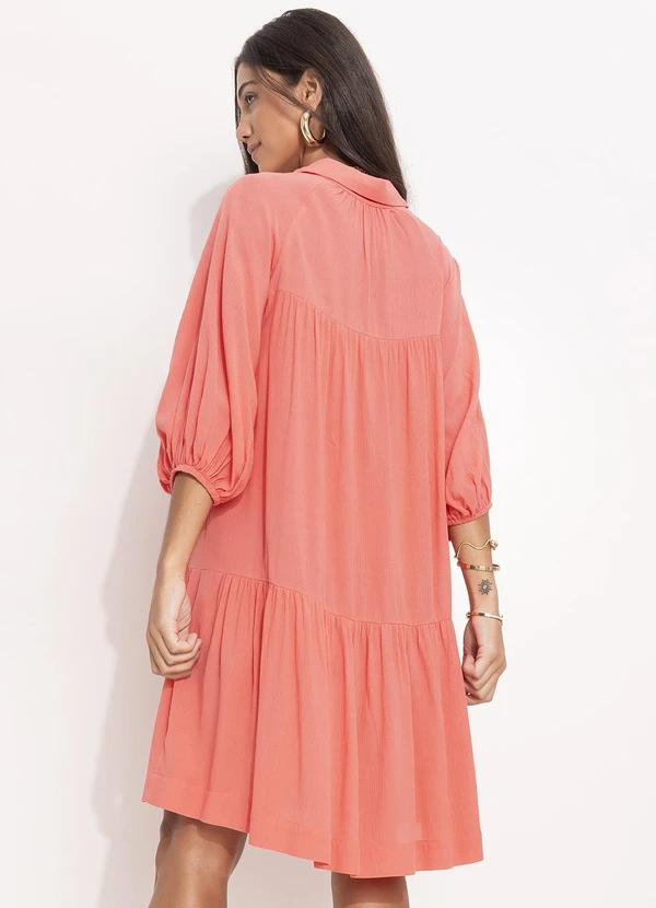 Quintess - Vestido Salmão em Viscose Plana 8