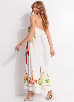 Farm - Vestido sem Alça Coquetel Lenço Off White - FARM
