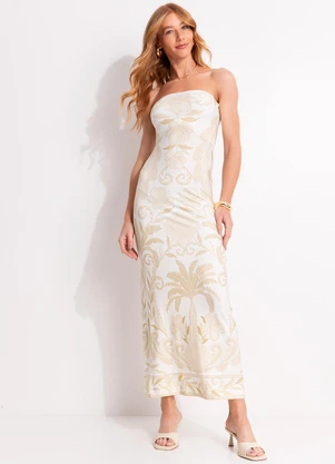 Farm - Vestido sem Alça Midi Tina Off White - FARM