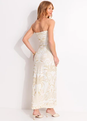 Farm - Vestido sem Alça Midi Tina Off White - FARM