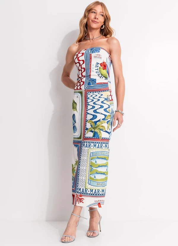 Farm - Vestido sem Alça Selo Praiano Off White