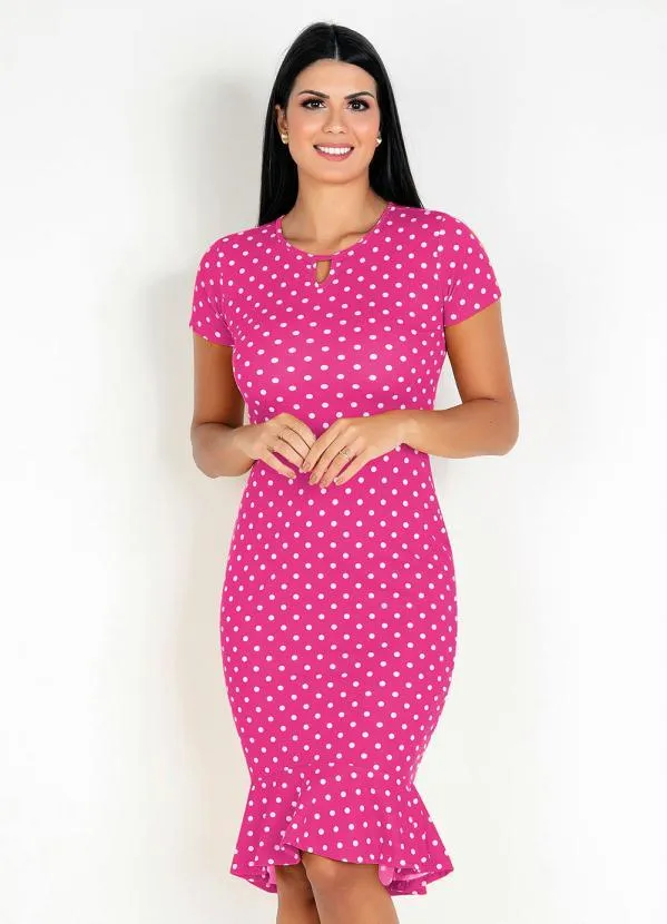 Rosalie - Vestido Sereia Poá Pink Mullet