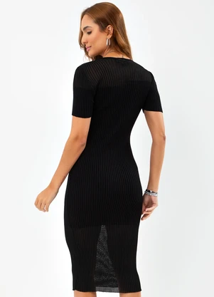 John John - Vestido Shade Tricot Preto - JOHN JOHN