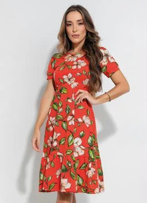 Rosalie - Vestido Soltinho Floral Laranja - ROSALIE